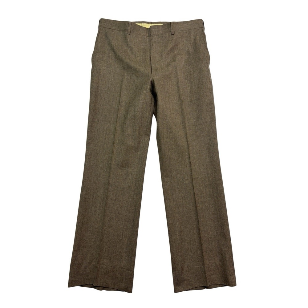 vtg Kuppenheimer 34x30 Brown Dress Suit Pants Trousers 100% Wool Flat Front